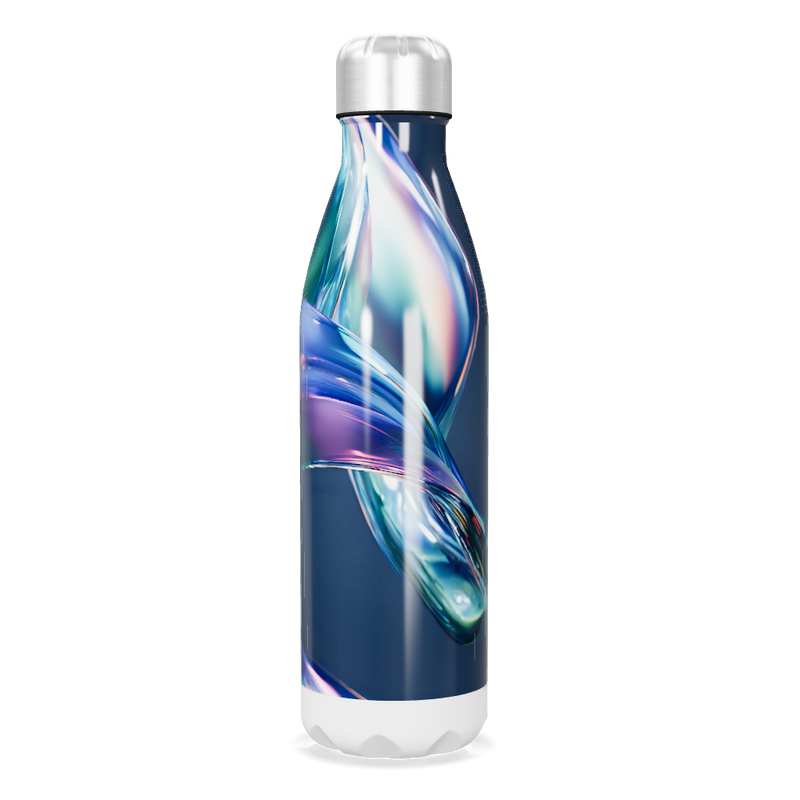 Garrafa Inox - Azul com Estampa Abstrata