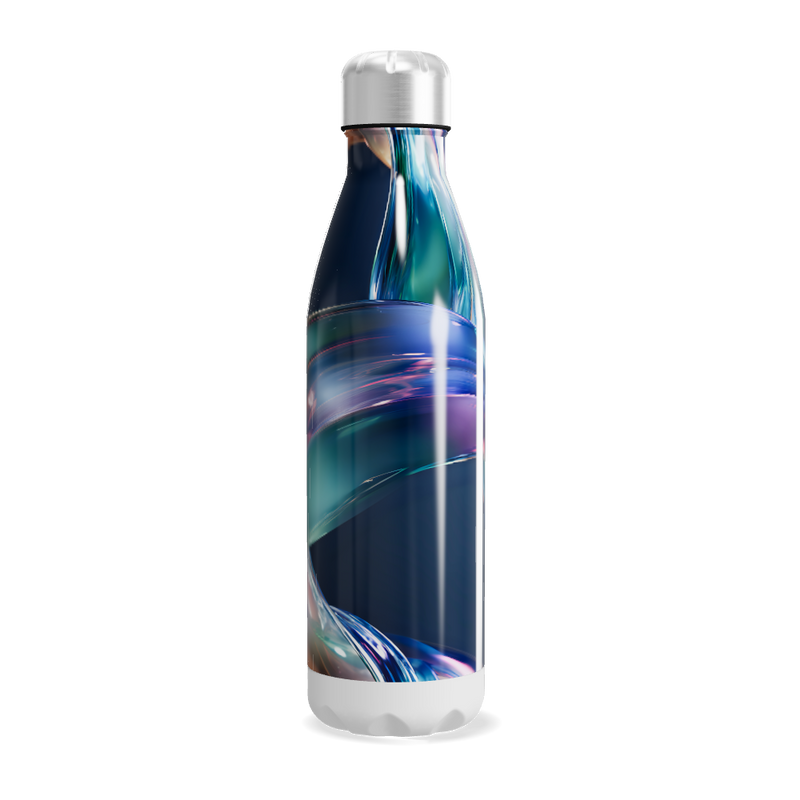 Garrafa Inox - Azul com Estampa Abstrata