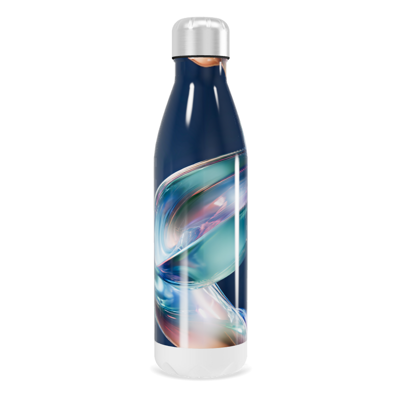 Garrafa Inox - Azul com Estampa Abstrata