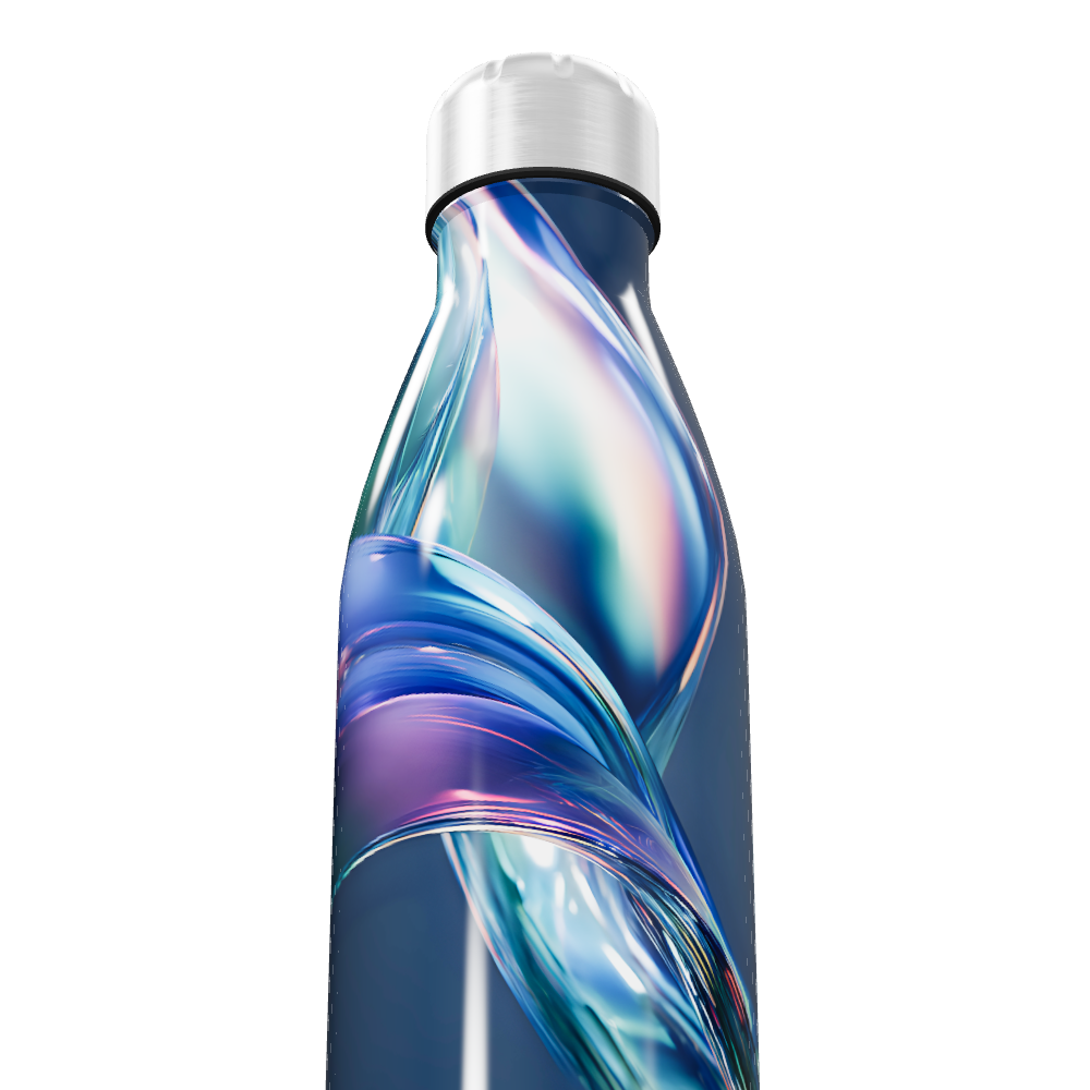 Garrafa Inox - Azul com Estampa Abstrata