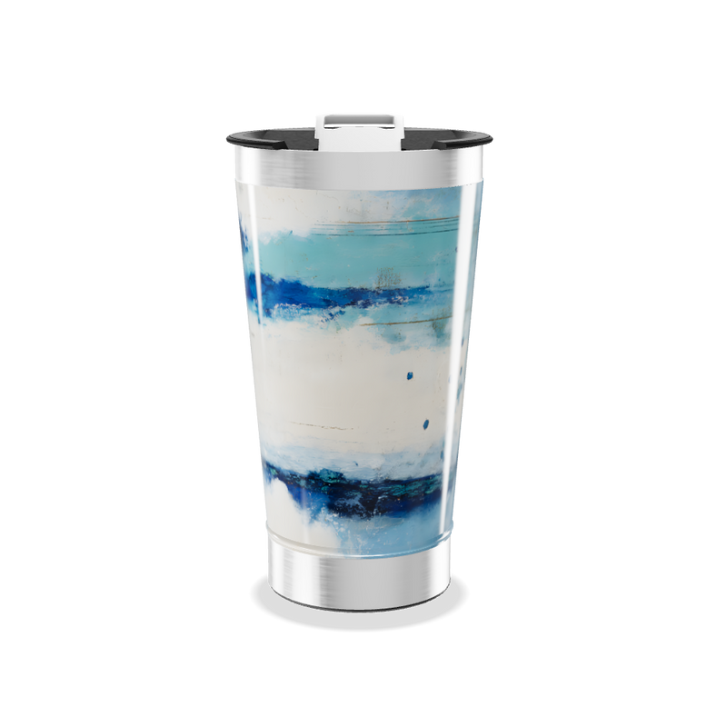 Copo Térmico - Azul com Estampa Abstrata