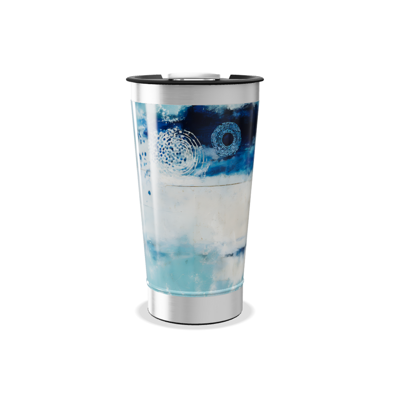 Copo Térmico - Azul com Estampa Abstrata