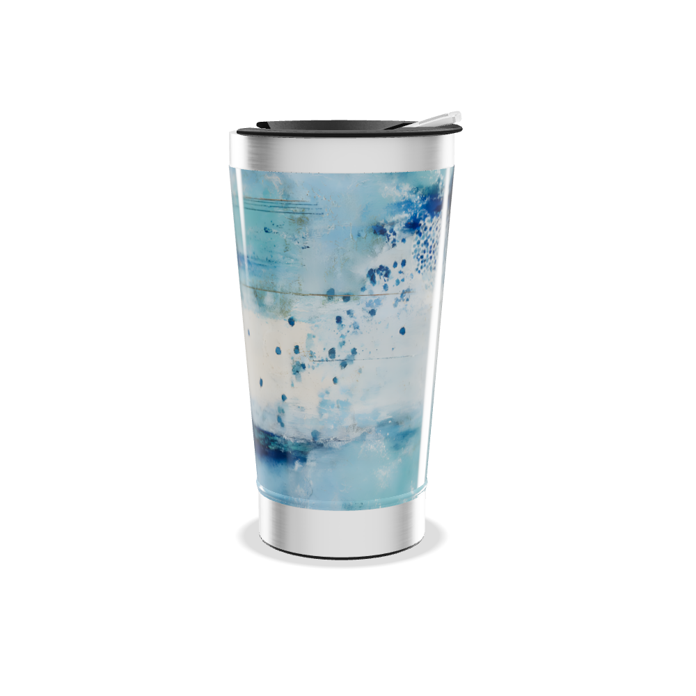 Copo Térmico - Azul com Estampa Abstrata