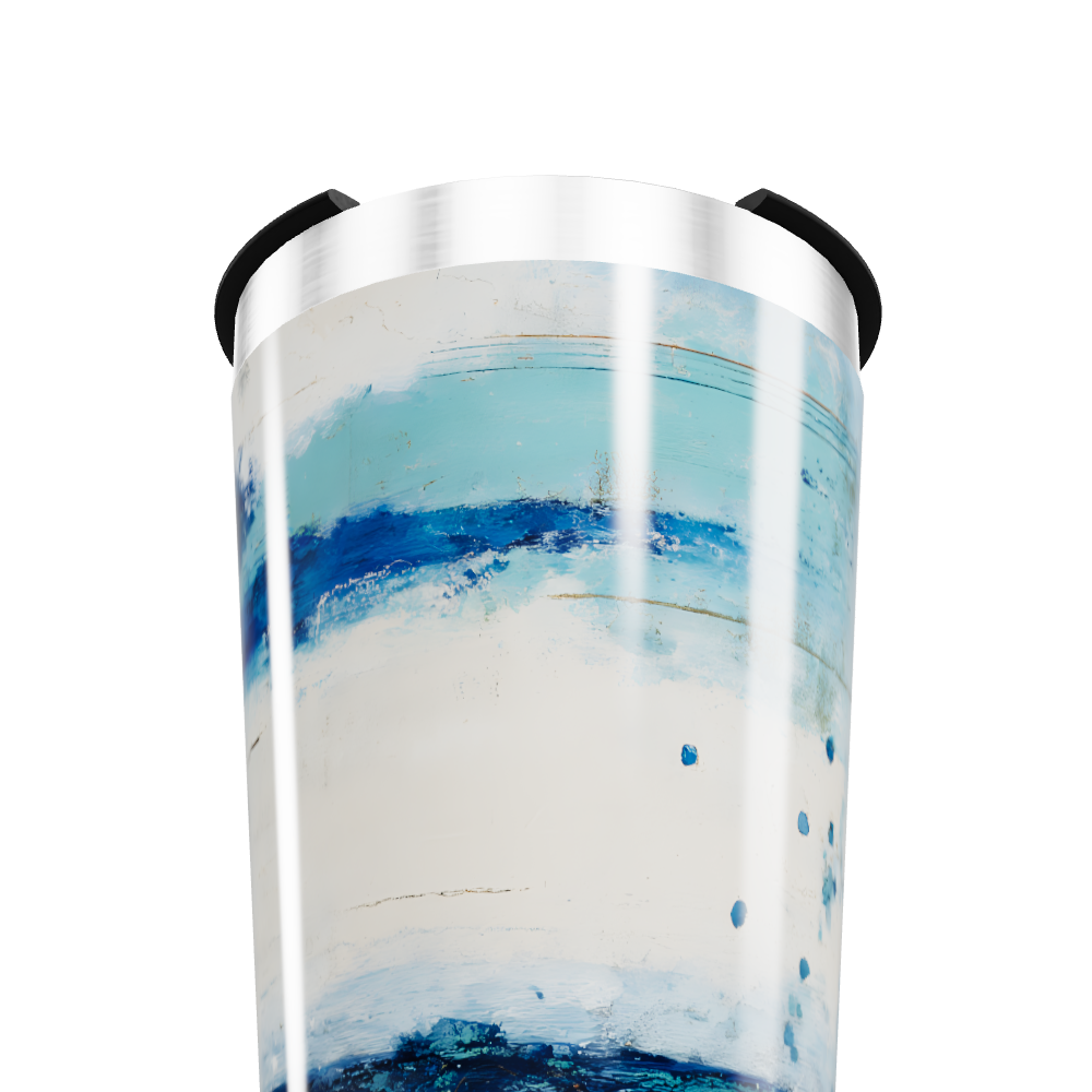 Copo Térmico - Azul com Estampa Abstrata