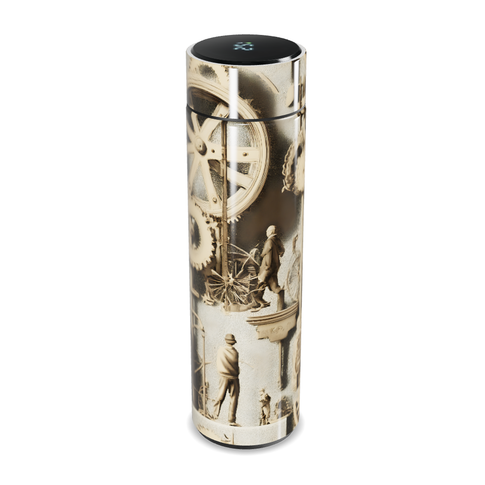 Garrafa Térmica Touch - Estampa Vintage Engrenagens