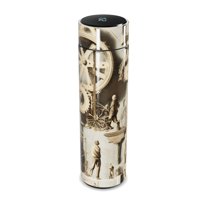 Garrafa Térmica Touch - Estampa Vintage Engrenagens