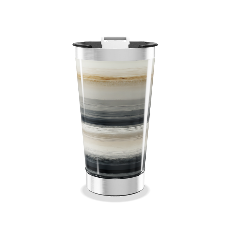 Copo Térmico - Listras Pretas e Bege Aço