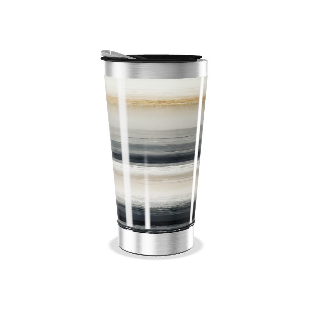 Copo Térmico - Listras Pretas e Bege Aço