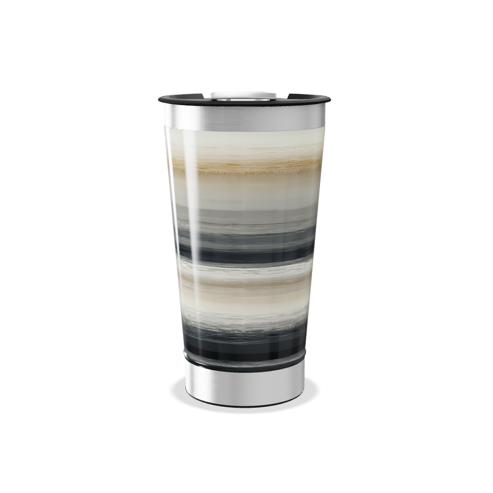 Copo Térmico - Listras Pretas e Bege Aço