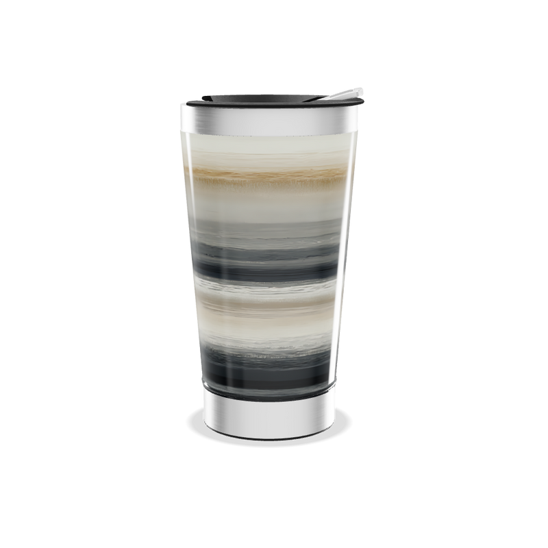 Copo Térmico - Listras Pretas e Bege Aço