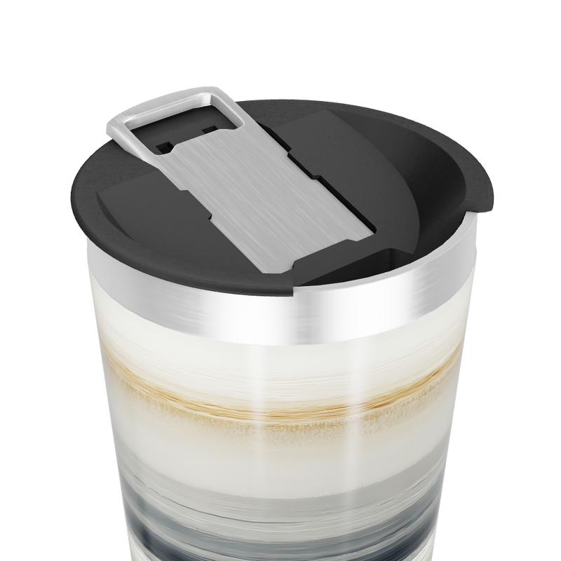 Copo Térmico - Listras Pretas e Bege Aço