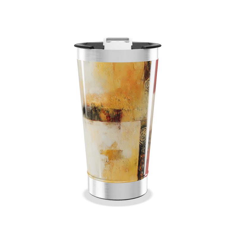 Copo Térmico - Abstrato Amarelo Aço Inox