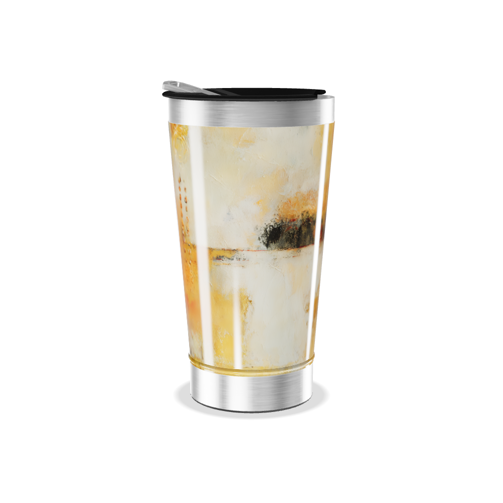 Copo Térmico - Abstrato Amarelo Aço Inox