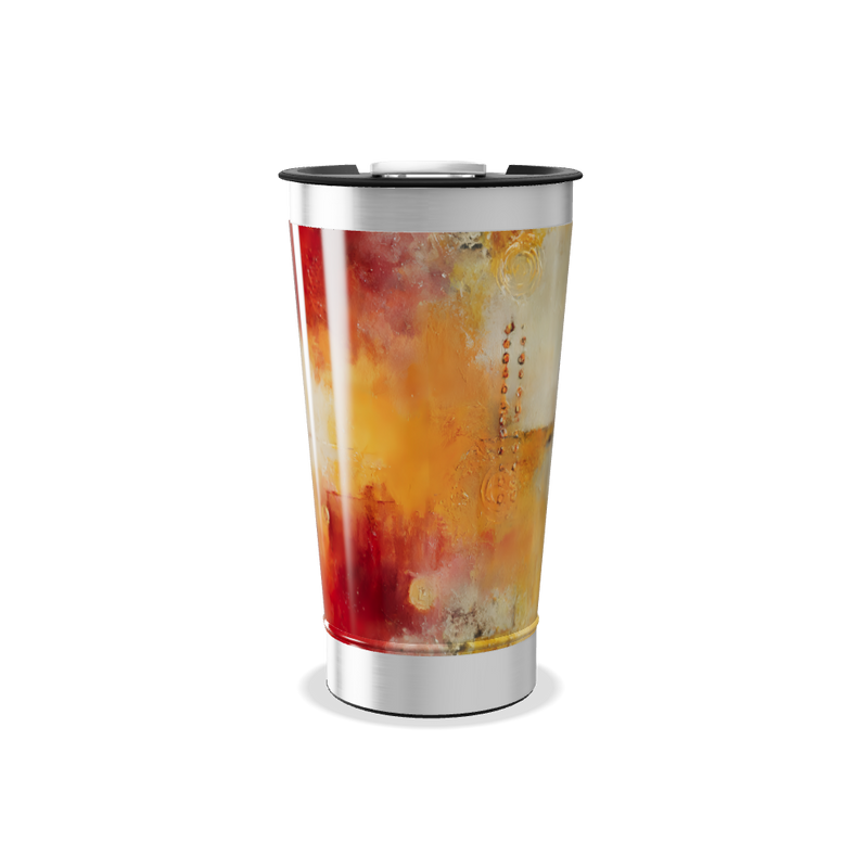 Copo Térmico - Abstrato Amarelo Aço Inox