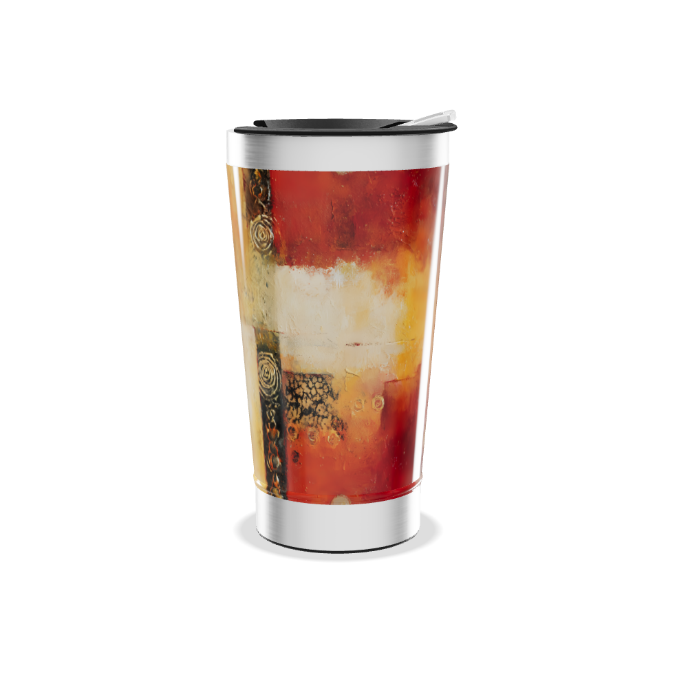 Copo Térmico - Abstrato Amarelo Aço Inox