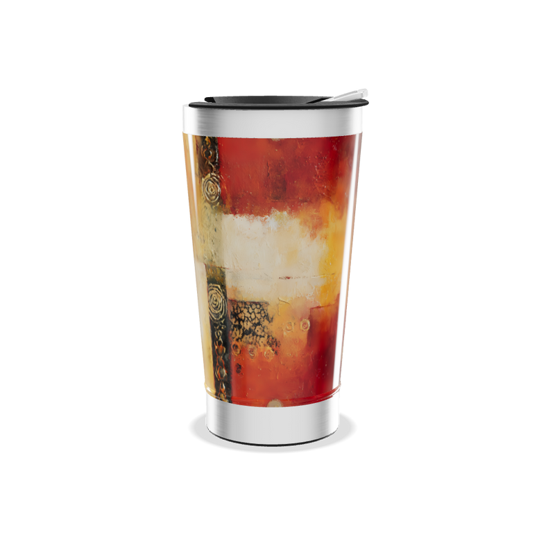 Copo Térmico - Abstrato Amarelo Aço Inox