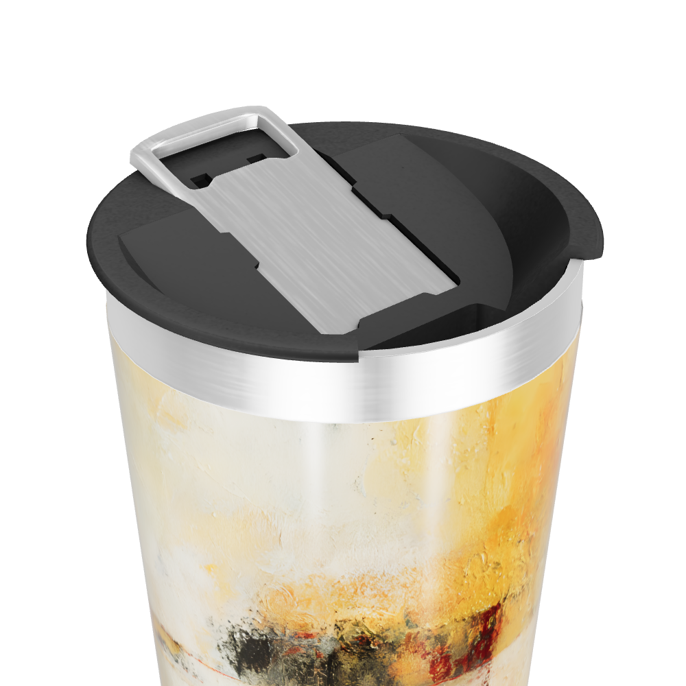 Copo Térmico - Abstrato Amarelo Aço Inox