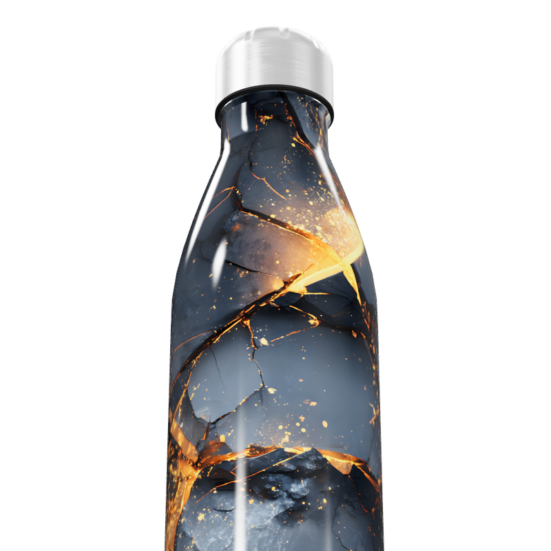 Garrafa Inox - Estampa Marmorizada Fogo