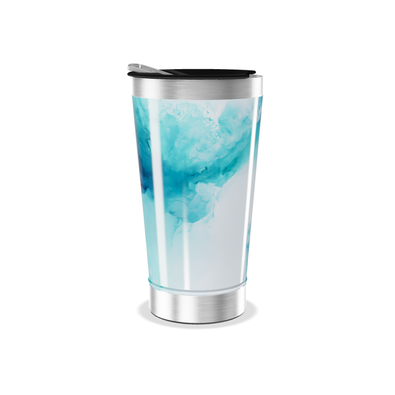 Copo Térmico - Azul com Estampa Abstrata