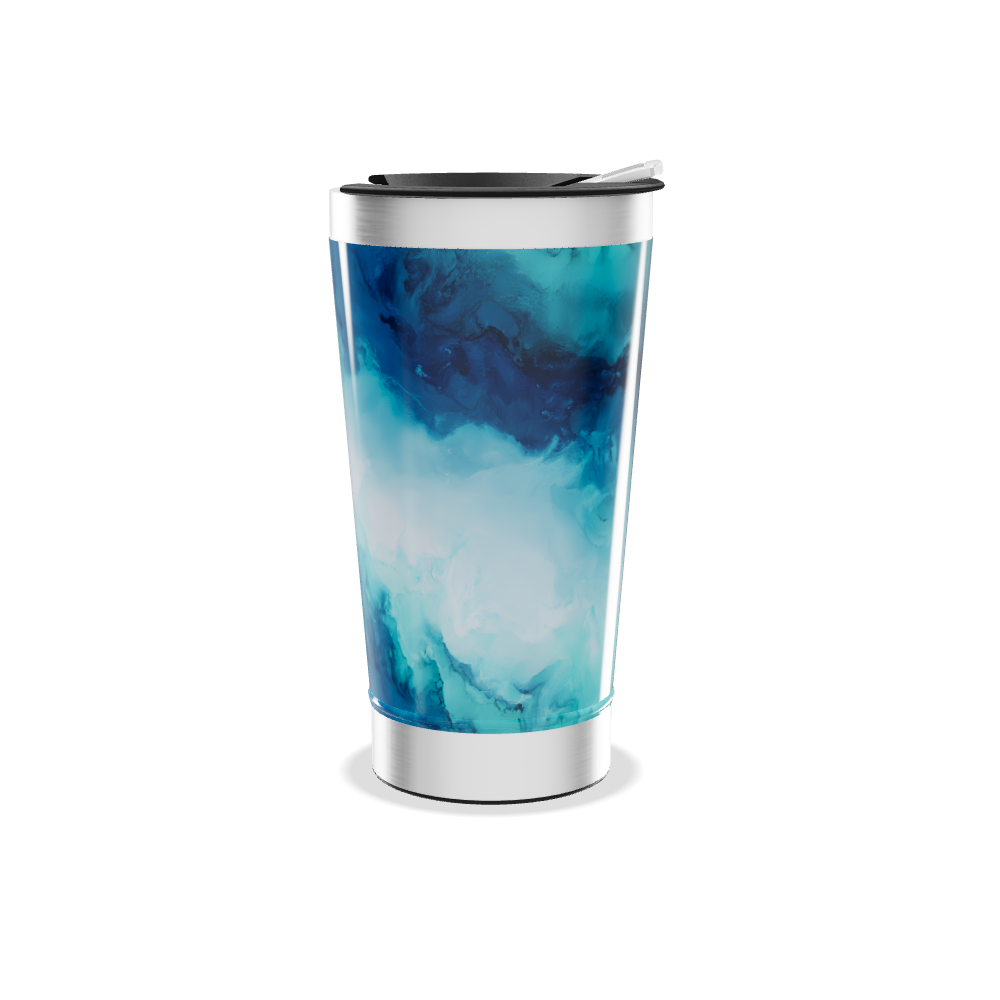 Copo Térmico - Azul com Estampa Abstrata