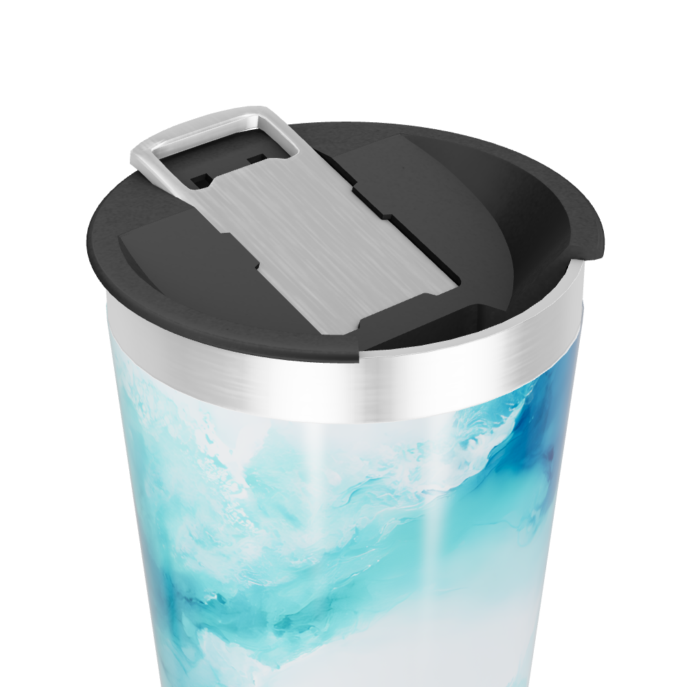 Copo Térmico - Azul com Estampa Abstrata