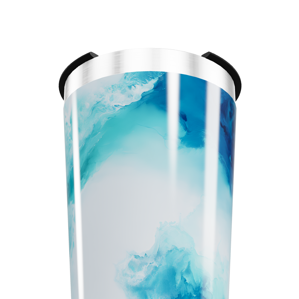 Copo Térmico - Azul com Estampa Abstrata