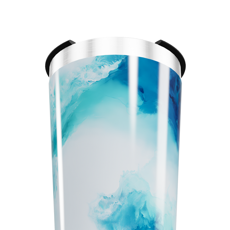 Copo Térmico - Azul com Estampa Abstrata