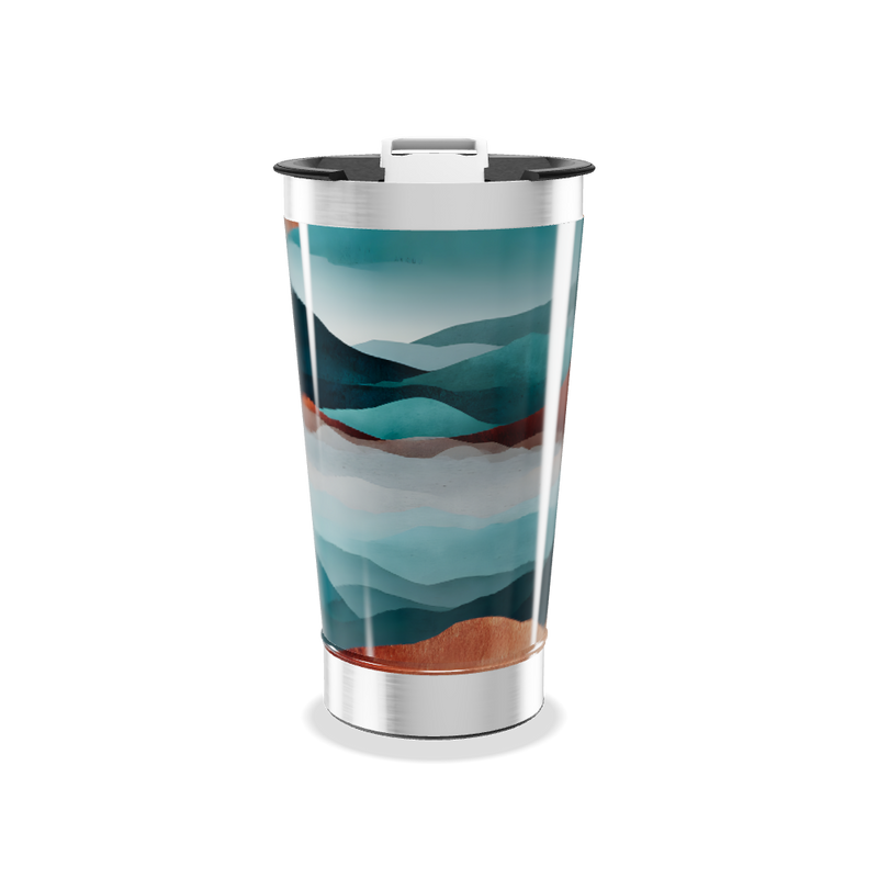 Copo Térmico - Paisagem Azul Aço Inox