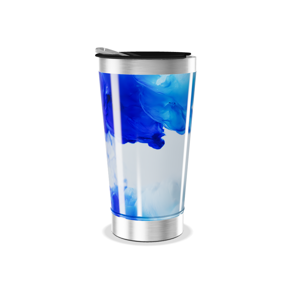 Copo Térmico - Azul com Estampa Abstrata