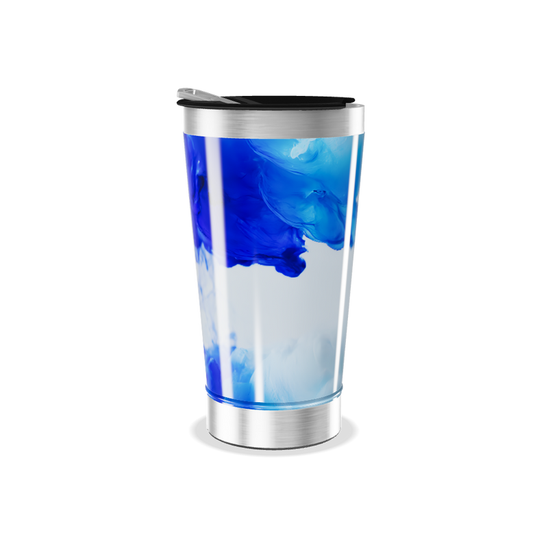 Copo Térmico - Azul com Estampa Abstrata