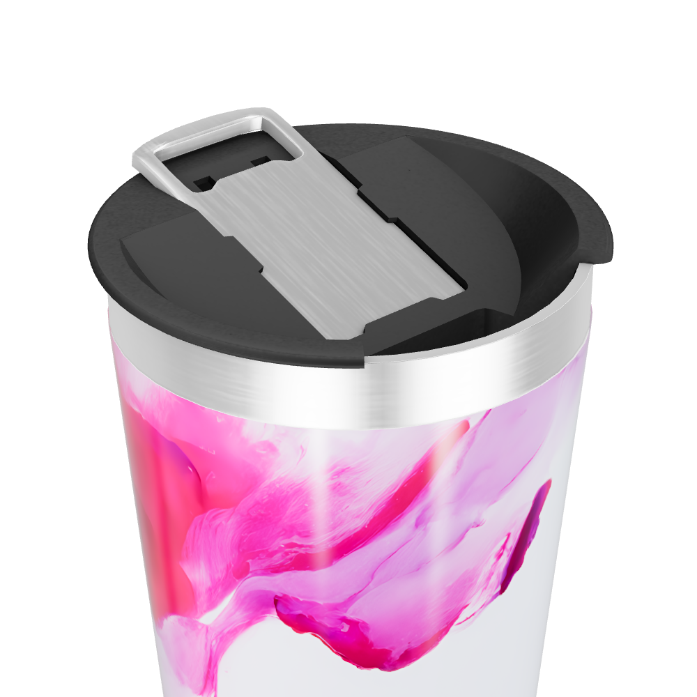 Copo Térmico - Branco com detalhes rosa