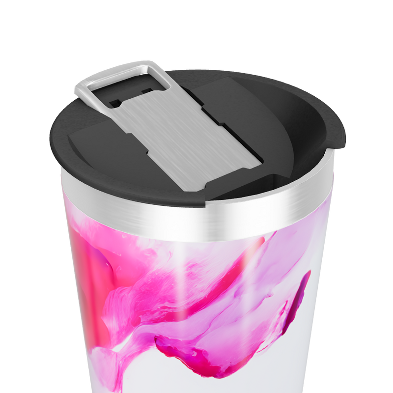 Copo Térmico - Branco com detalhes rosa