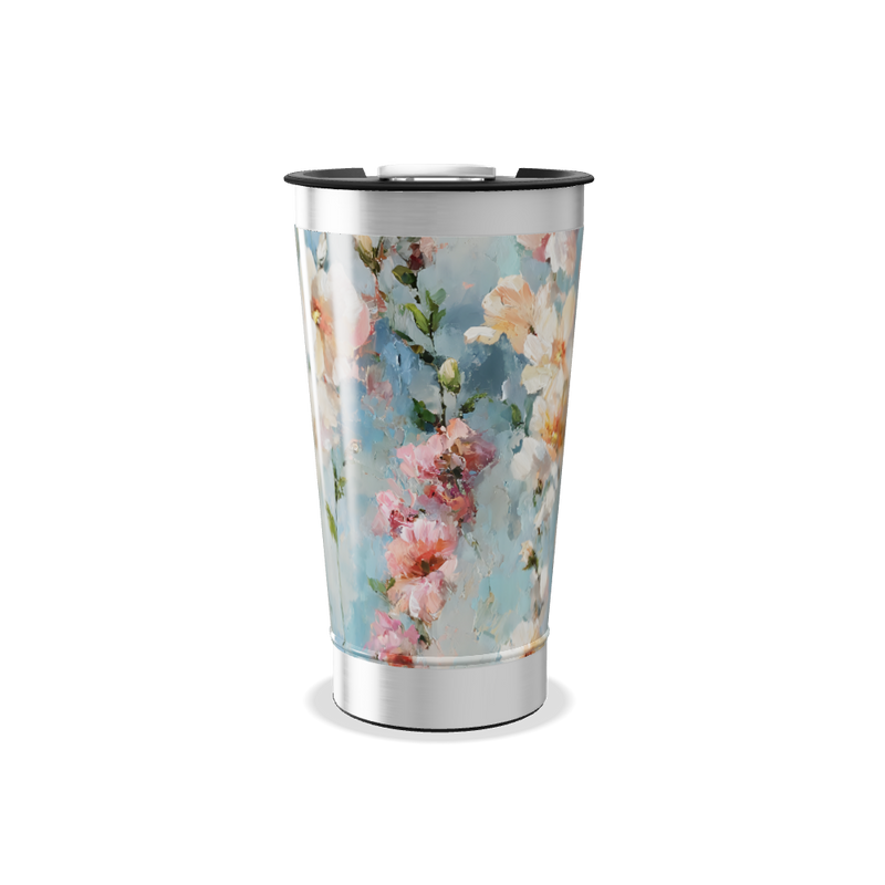 Copo Térmico - Flores Azul Aço Inox