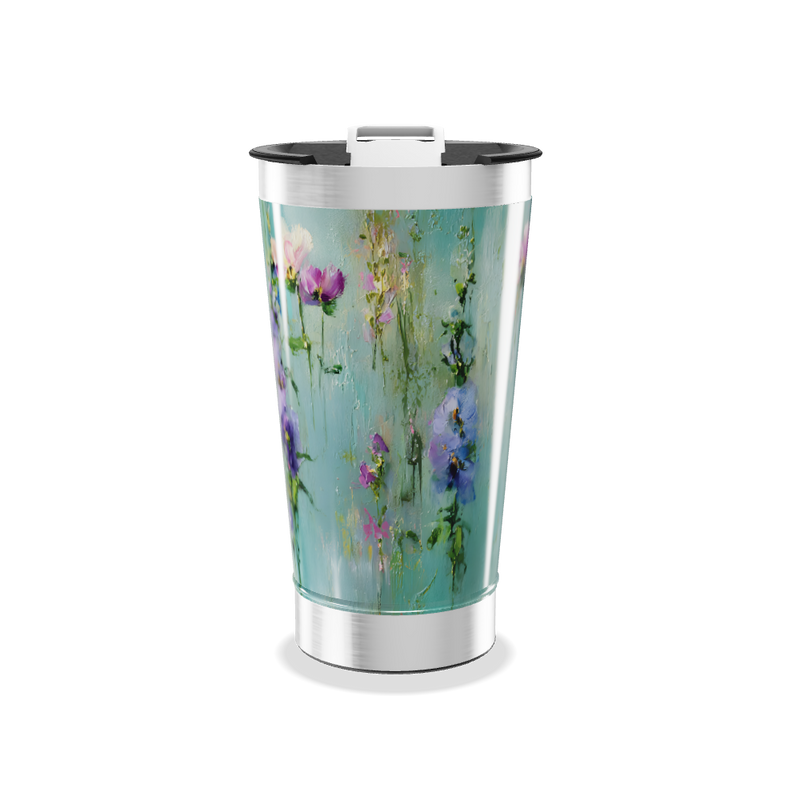 Copo Térmico - Floral Azul Inox