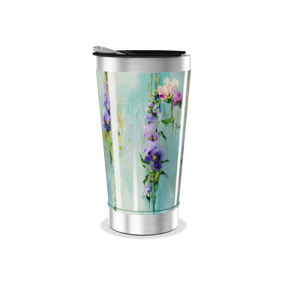 Copo Térmico - Floral Azul Inox