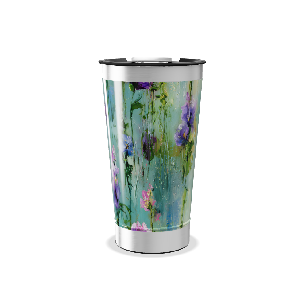 Copo Térmico - Floral Azul Inox