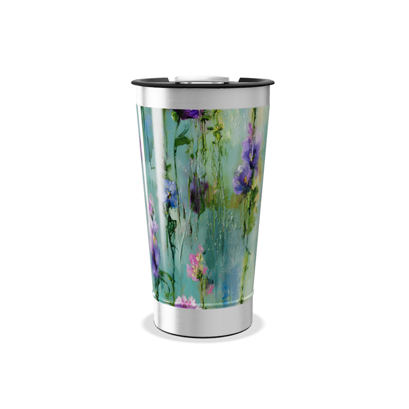 Copo Térmico - Floral Azul Inox