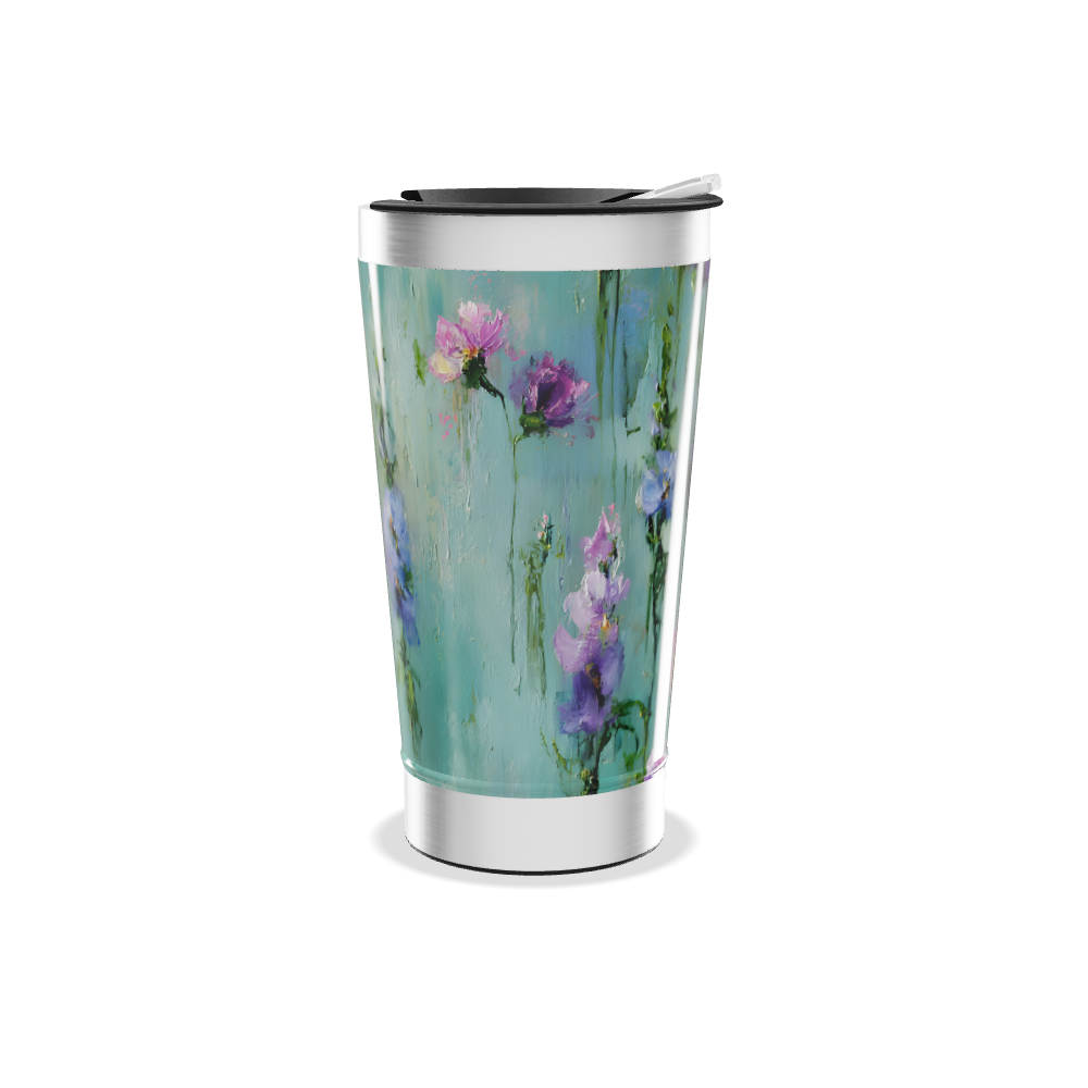 Copo Térmico - Floral Azul Inox