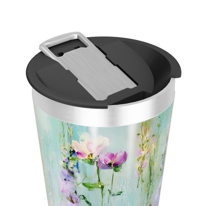 Copo Térmico - Floral Azul Inox