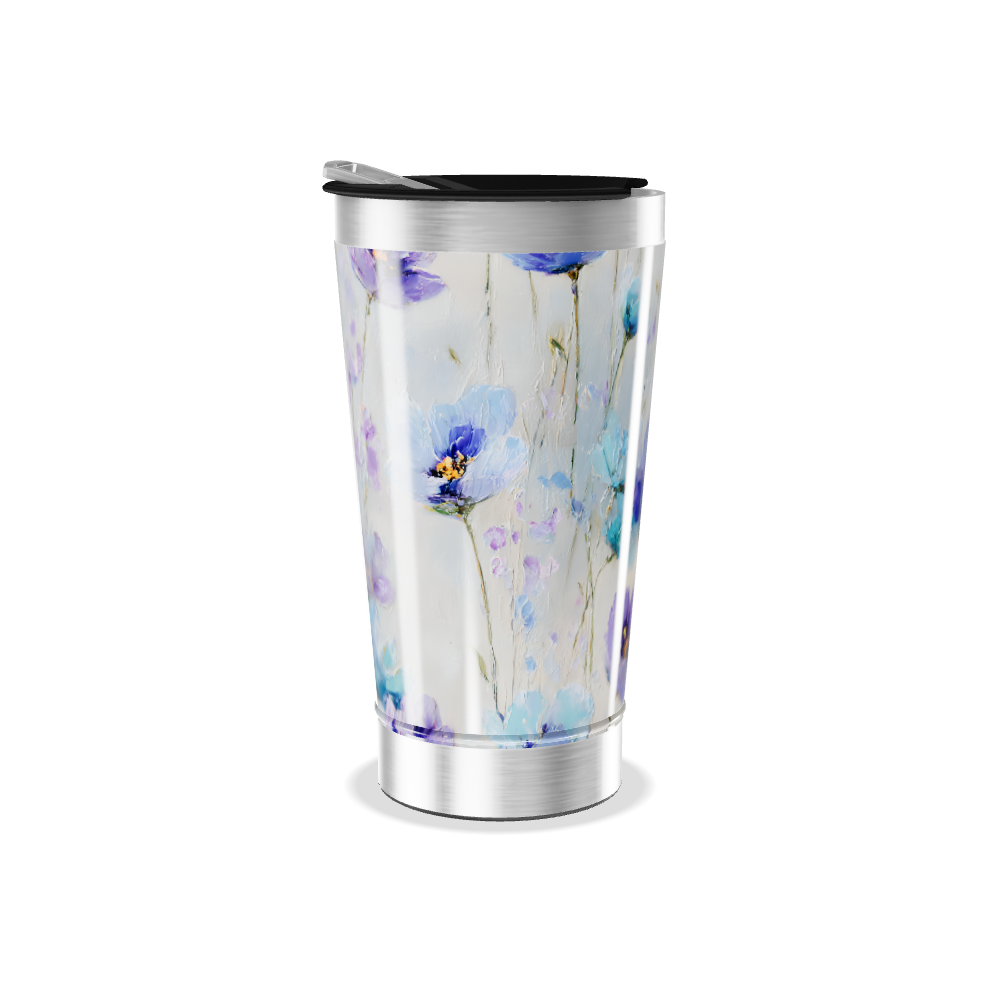 Copo Térmico - Flores Roxas e Azuis