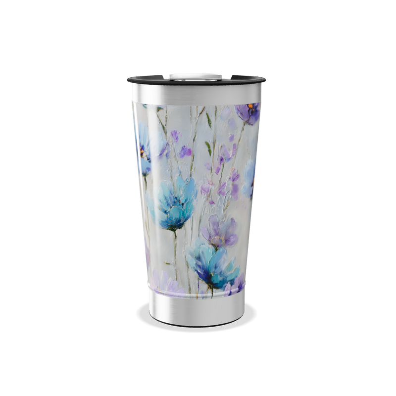 Copo Térmico - Flores Roxas e Azuis