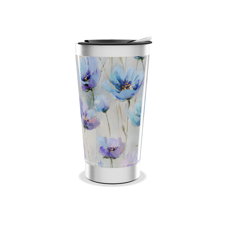 Copo Térmico - Flores Roxas e Azuis