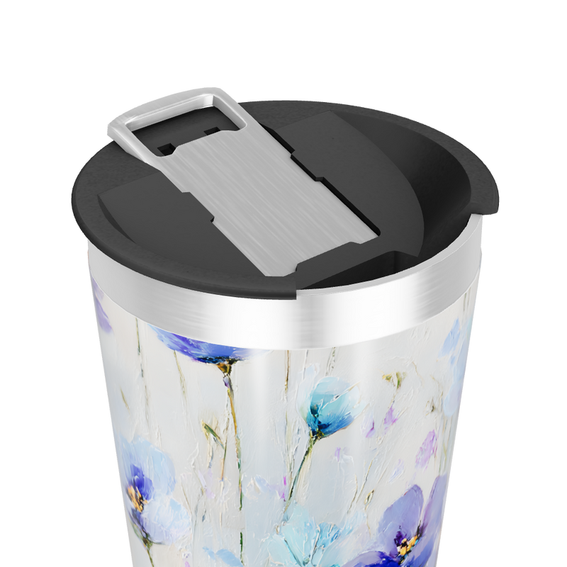 Copo Térmico - Flores Roxas e Azuis