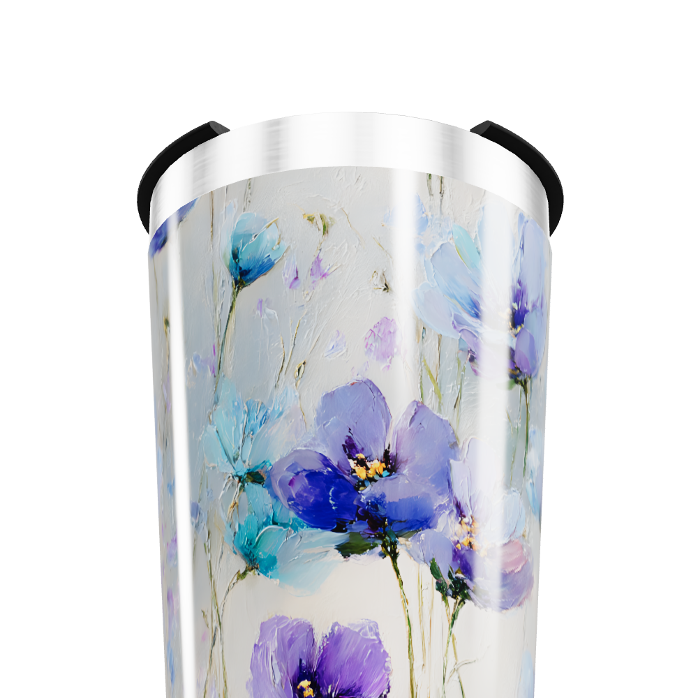 Copo Térmico - Flores Roxas e Azuis