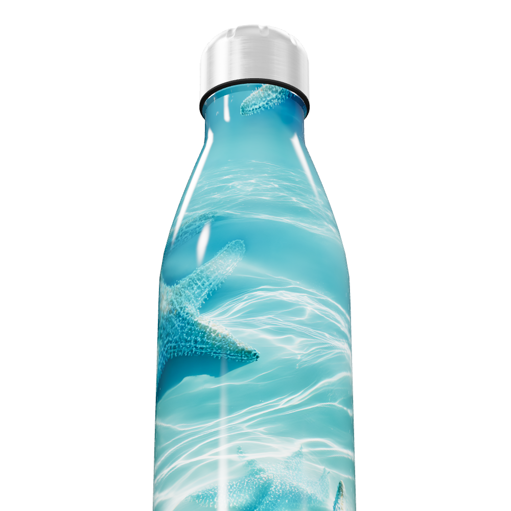 Garrafa Inox - Azul com Estrelas do Mar