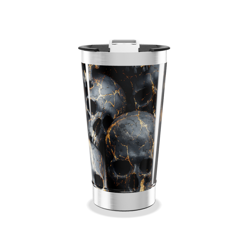 Copo Térmico - Caveiras Preto Dourado