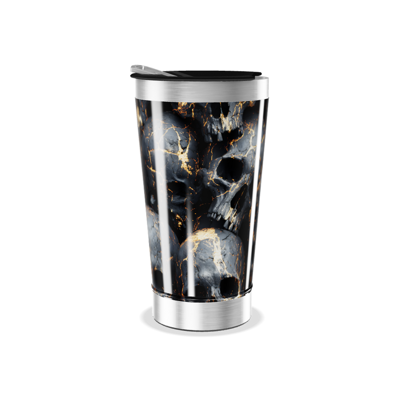 Copo Térmico - Caveiras Preto Dourado
