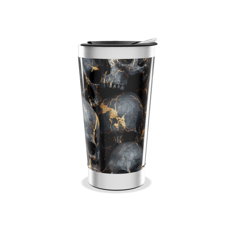 Copo Térmico - Caveiras Preto Dourado