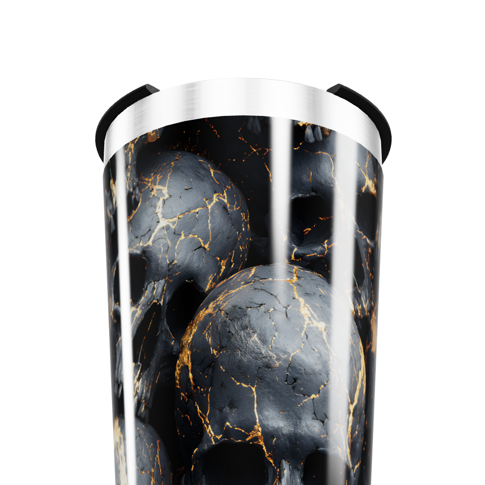 Copo Térmico - Caveiras Preto Dourado