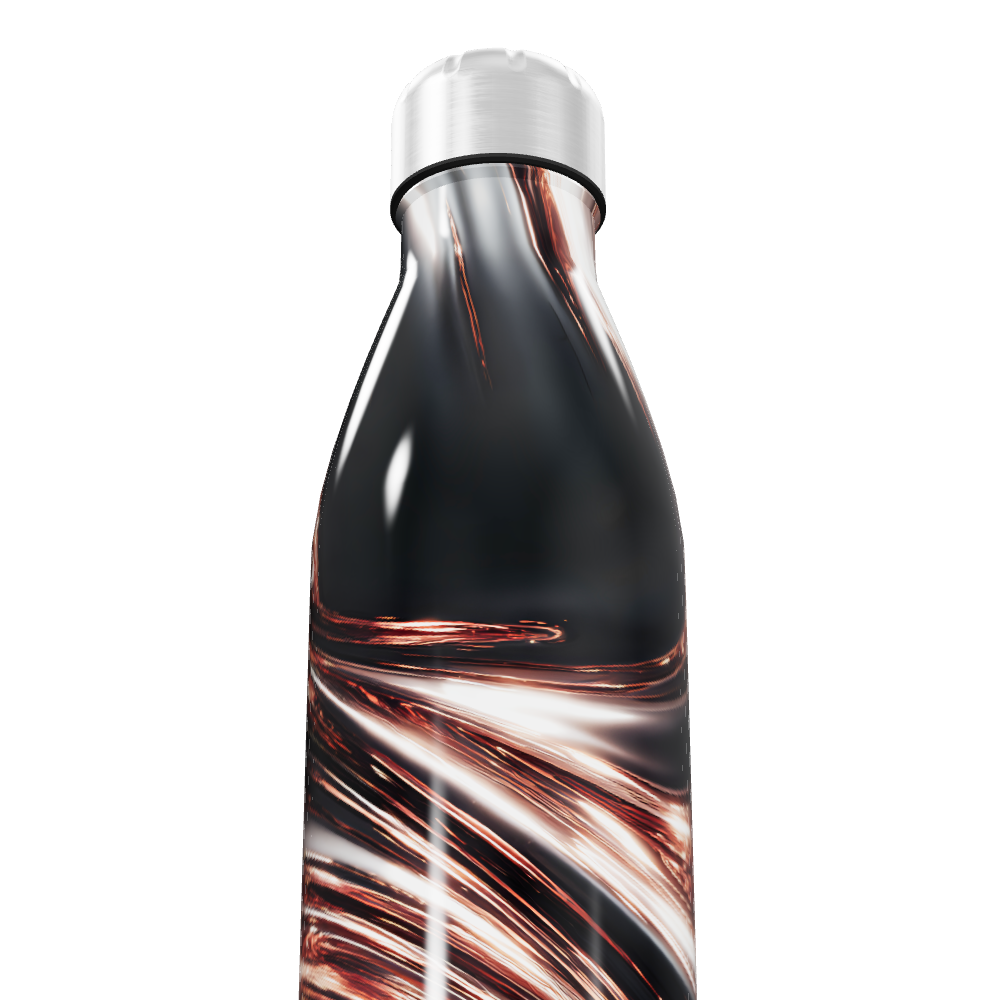 Garrafa Inox - Design Mármore Preto e Cobre